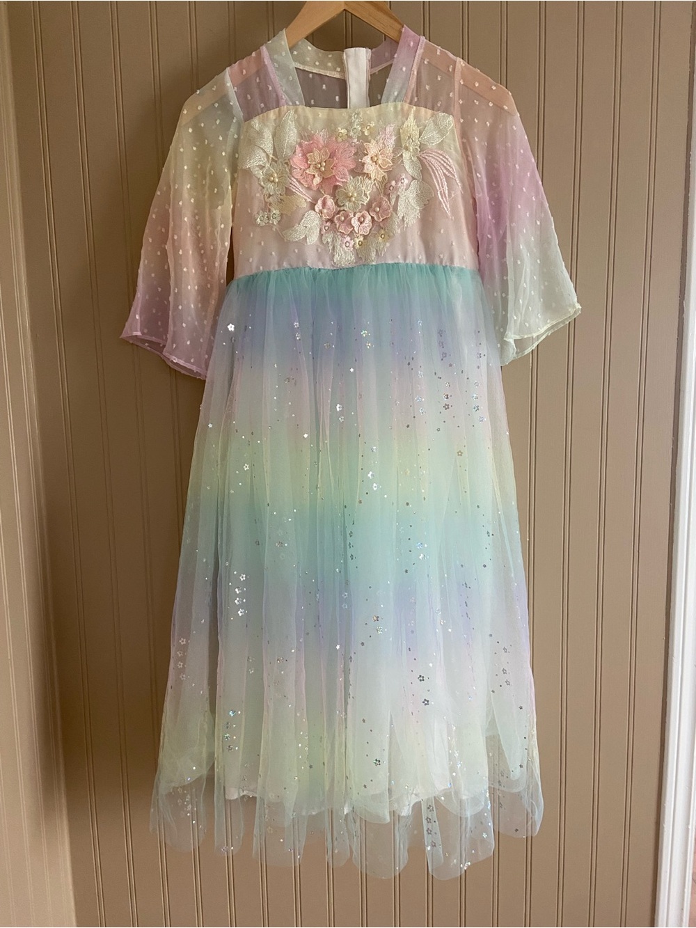 Unknown Brand Rainbow Ombré Pastel Colour Tulle Fairy Princess Dress Size 9-12